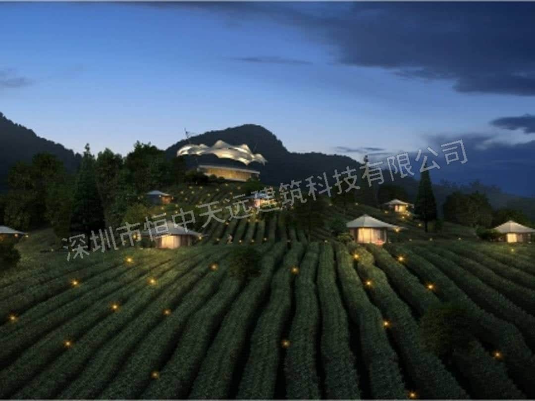 贵州茶博会凤凰谷度假酒店景观膜结构工程