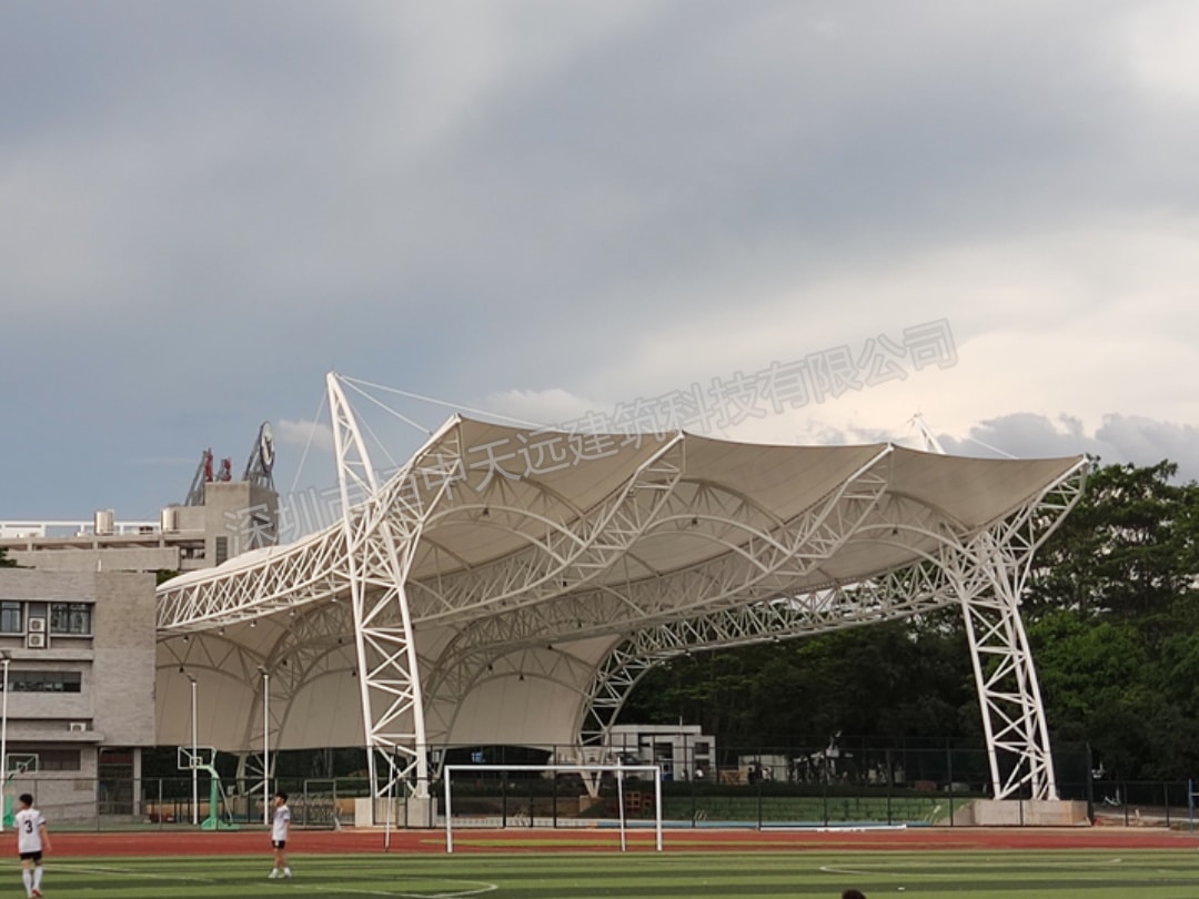 东莞职业技术学院游泳池钢膜结构雨棚工程